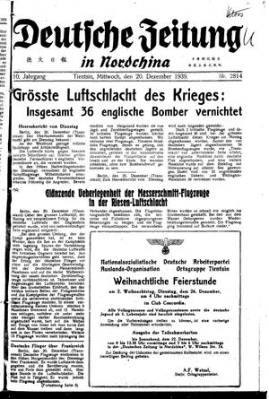 Deutsche Zeitung in Nordchina vom 20.12.1939