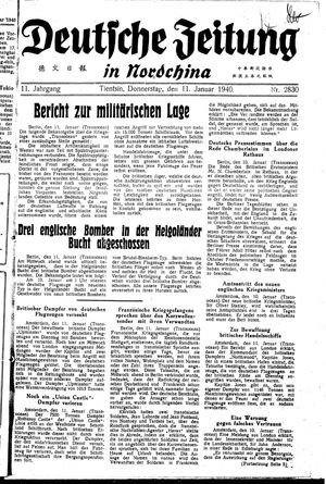 Deutsche Zeitung in Nordchina vom 11.01.1940
