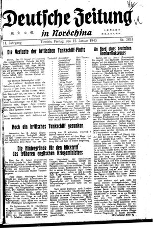 Deutsche Zeitung in Nordchina vom 12.01.1940