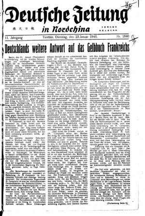 Deutsche Zeitung in Nordchina vom 23.01.1940