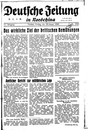Deutsche Zeitung in Nordchina vom 26.01.1940