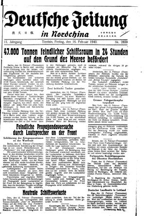 Deutsche Zeitung in Nordchina vom 16.02.1940
