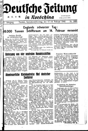Deutsche Zeitung in Nordchina vom 17.02.1940