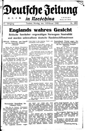 Deutsche Zeitung in Nordchina vom 19.02.1940