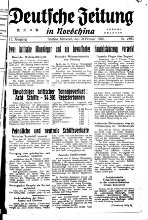 Deutsche Zeitung in Nordchina vom 21.02.1940