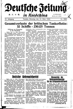 Deutsche Zeitung in Nordchina vom 12.03.1940