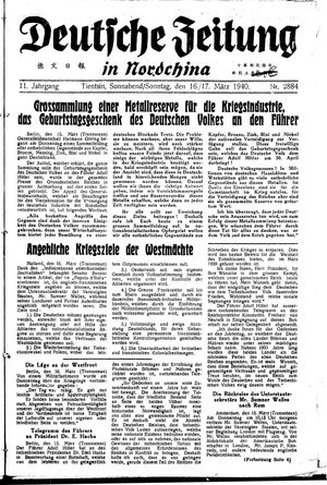 Deutsche Zeitung in Nordchina vom 16.03.1940