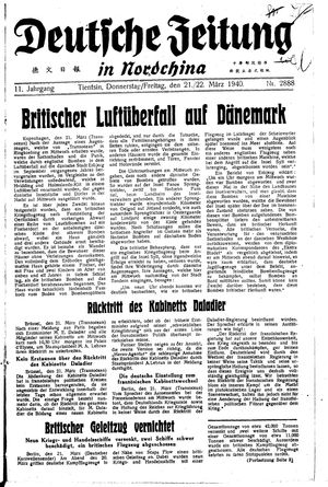 Deutsche Zeitung in Nordchina vom 21.03.1940