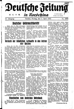 Deutsche Zeitung in Nordchina vom 01.04.1940