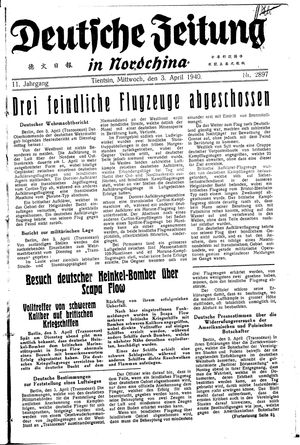 Deutsche Zeitung in Nordchina vom 03.04.1940
