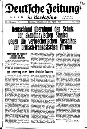 Deutsche Zeitung in Nordchina vom 10.04.1940
