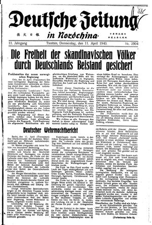 Deutsche Zeitung in Nordchina vom 11.04.1940
