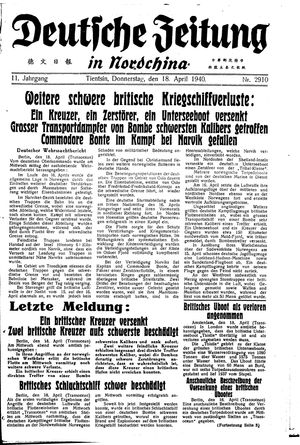 Deutsche Zeitung in Nordchina vom 18.04.1940