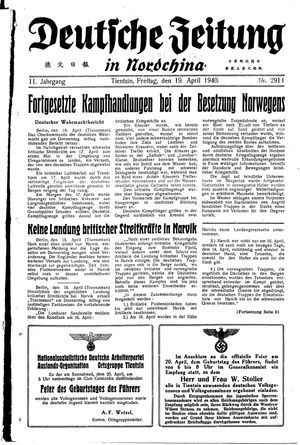 Deutsche Zeitung in Nordchina vom 19.04.1940