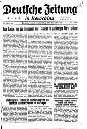 Deutsche Zeitung in Nordchina on May 4, 1940