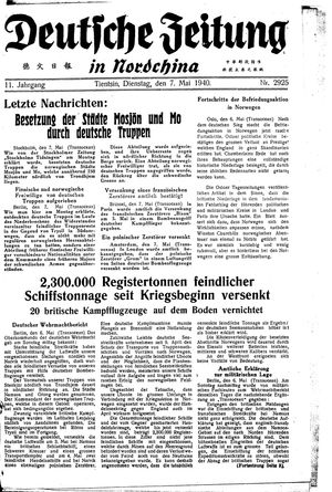 Deutsche Zeitung in Nordchina vom 07.05.1940