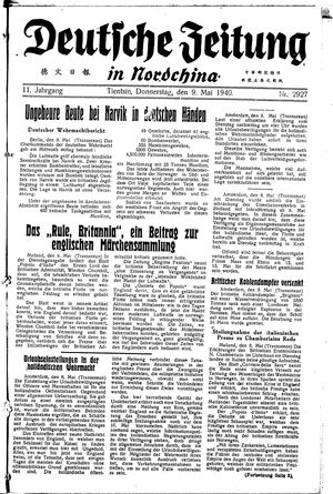Deutsche Zeitung in Nordchina vom 09.05.1940