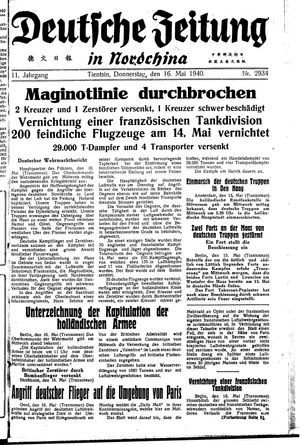 Deutsche Zeitung in Nordchina vom 16.05.1940