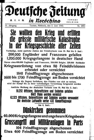 Deutsche Zeitung in Nordchina vom 05.06.1940