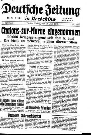 Deutsche Zeitung in Nordchina vom 14.06.1940