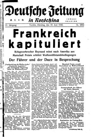 Deutsche Zeitung in Nordchina vom 18.06.1940