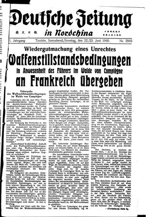 Deutsche Zeitung in Nordchina vom 22.06.1940