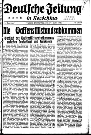 Deutsche Zeitung in Nordchina vom 27.06.1940