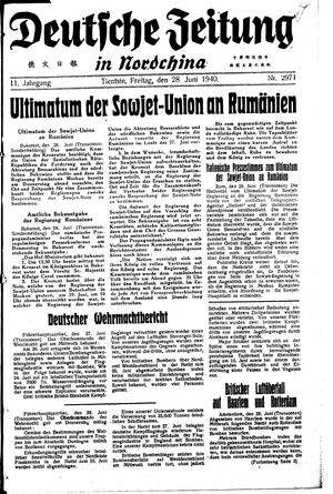 Deutsche Zeitung in Nordchina vom 28.06.1940
