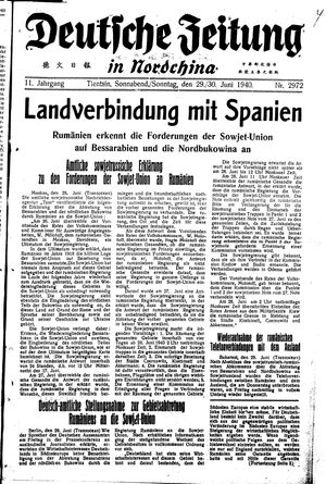 Deutsche Zeitung in Nordchina vom 29.06.1940