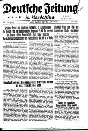 Deutsche Zeitung in Nordchina vom 12.07.1940