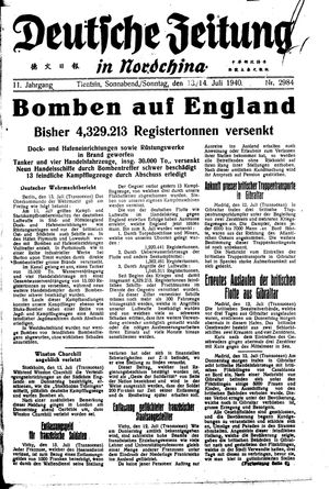 Deutsche Zeitung in Nordchina vom 13.07.1940