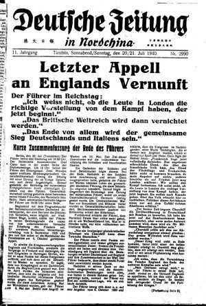 Deutsche Zeitung in Nordchina vom 20.07.1940