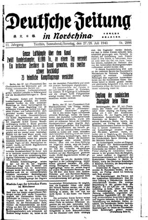 Deutsche Zeitung in Nordchina vom 27.07.1940