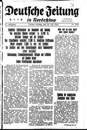 Deutsche Zeitung in Nordchina vom 29.07.1940