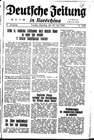 Deutsche Zeitung in Nordchina vom 30.07.1940