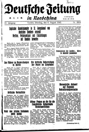 Deutsche Zeitung in Nordchina vom 06.08.1940