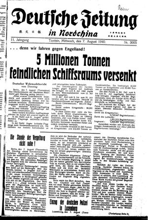 Deutsche Zeitung in Nordchina vom 07.08.1940