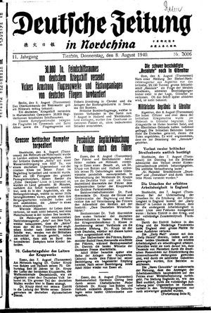 Deutsche Zeitung in Nordchina vom 08.08.1940
