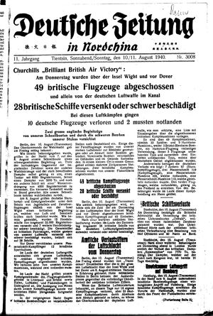 Deutsche Zeitung in Nordchina vom 10.08.1940