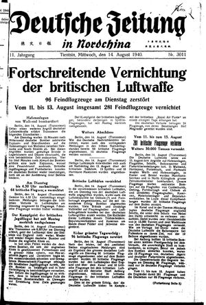 Deutsche Zeitung in Nordchina vom 14.08.1940