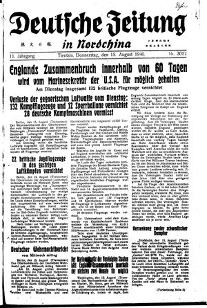 Deutsche Zeitung in Nordchina vom 15.08.1940