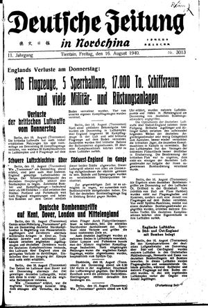 Deutsche Zeitung in Nordchina vom 16.08.1940
