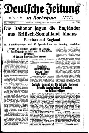 Deutsche Zeitung in Nordchina vom 20.08.1940