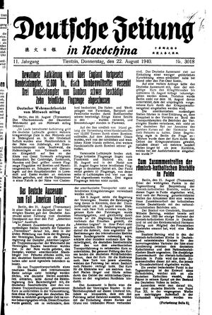 Deutsche Zeitung in Nordchina vom 22.08.1940