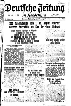 Deutsche Zeitung in Nordchina vom 28.08.1940