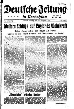Deutsche Zeitung in Nordchina vom 30.08.1940
