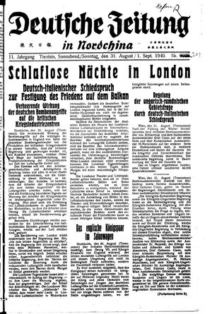 Deutsche Zeitung in Nordchina vom 31.08.1940