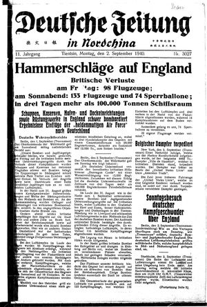 Deutsche Zeitung in Nordchina vom 02.09.1940