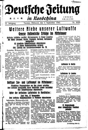 Deutsche Zeitung in Nordchina vom 04.09.1940