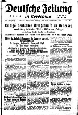 Deutsche Zeitung in Nordchina vom 07.09.1940